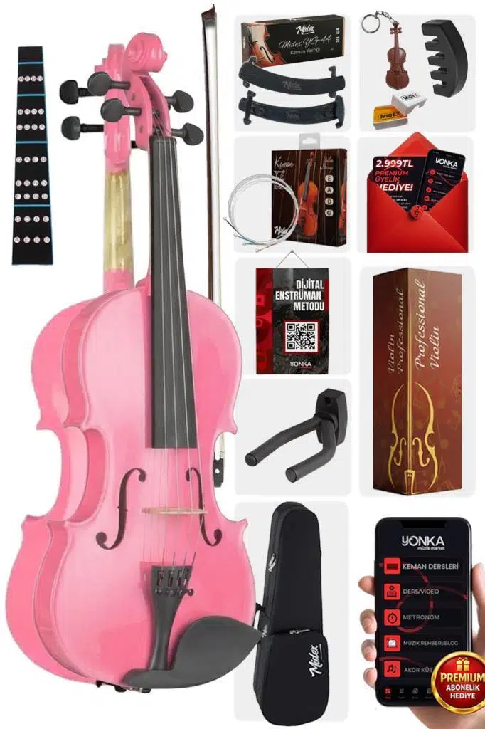 Midex HGA24PİNK-PAK Pembe 1/2 Çocuk Kemanı Seti (Yastık Susturucu Çanta Yay Reçine) Midex HGA24PİNK-PAK Pembe 1/2 Çocuk Kemanı Seti (Yastık Susturucu Çanta Yay Reçine)