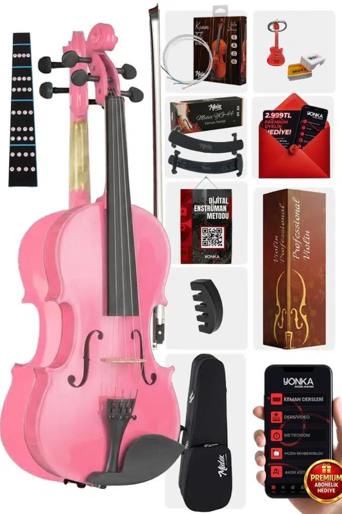 Midex HGA34PİNK-TYS Pembe 3/4 Çocuk Kemanı Full Set (10-13 Yaş İçin)