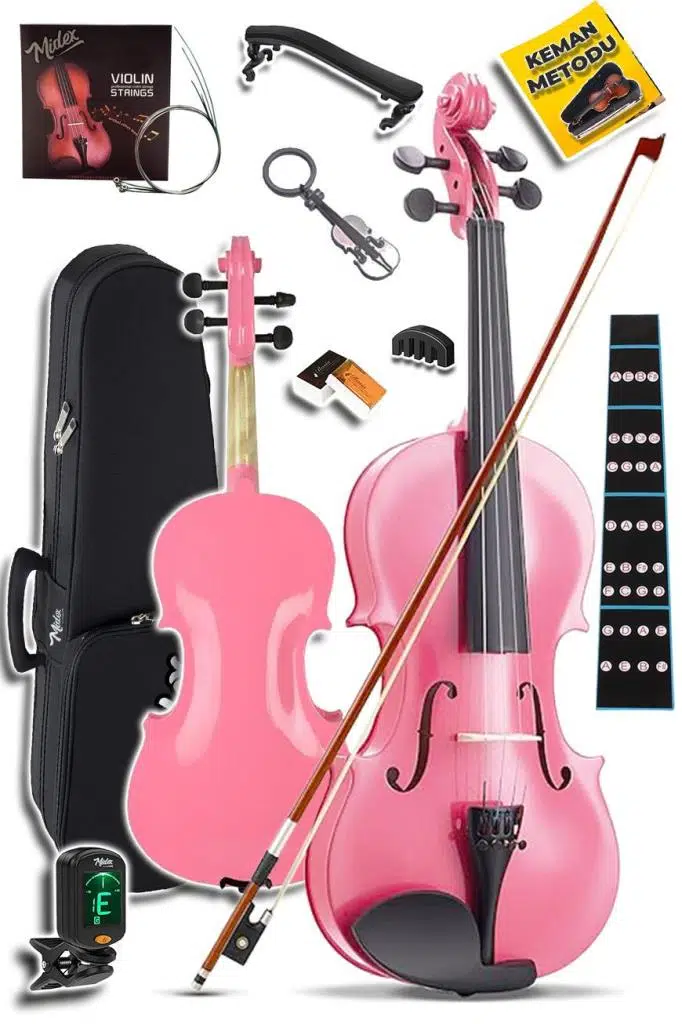 Midex HGA44PİNK-PAK Pembe 4/4 Tam Boy Keman Seti (Yastık Susturucu Çanta Yay Reçine) Midex HGA44PİNK-PAK Pembe 4/4 Tam Boy Keman Seti (Yastık Susturucu Çanta Yay Reçine)