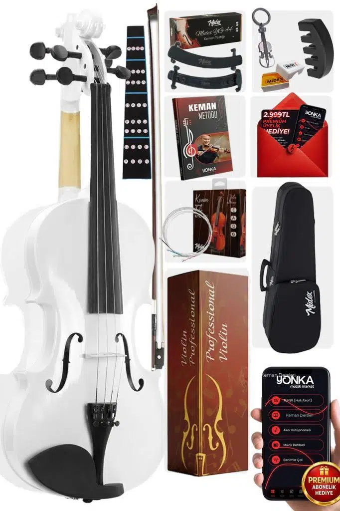 Midex HGA44WH-TYS Beyaz 4/4 Tam Boy Keman Seti (Çanta Yay Reçine) Midex HGA44WH-TYS Beyaz 4/4 Tam Boy Keman Seti (Çanta Yay Reçine)
