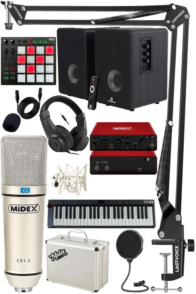 Midex İmpressive Paket-5 Stüdyo Ekipmanları Seti (Monitör Mikrofon Ses Kartı Kulaklık Midi Klavye Pad Controller) Midex İmpressive Paket-5 Stüdyo Ekipmanları Seti (Monitör Mikrofon Ses Kartı Kulaklık Midi Klavye Pad Controller)