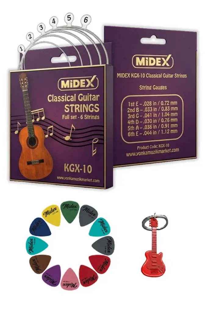 Midex KGX-10 Klasik Gitar Teli Takımı ve Pena Seti