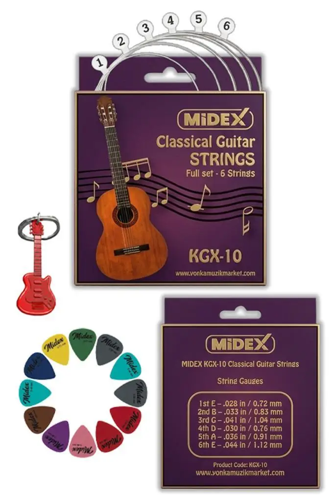 Midex KGX-10 Klasik Gitar Teli Takımı ve Pena Seti