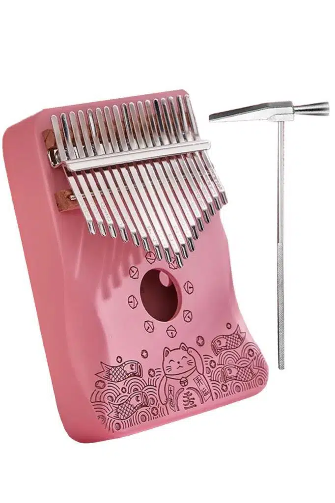 Midex KLX-350-PAK Hakiki Ağaç Pembe Kalimba 17 Tuşlu Full Set