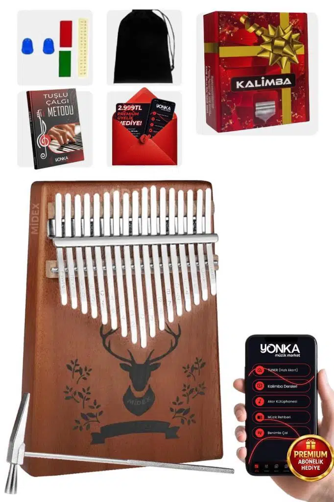 Midex KLX-456 Hakiki Maun Ağacı Kalimba 17 Çelik Tuşlu (Türkçe Metod Çanta Çekiç) Midex KLX-456 Hakiki Maun Ağacı Kalimba 17 Çelik Tuşlu (Türkçe Metod Çanta Çekiç)