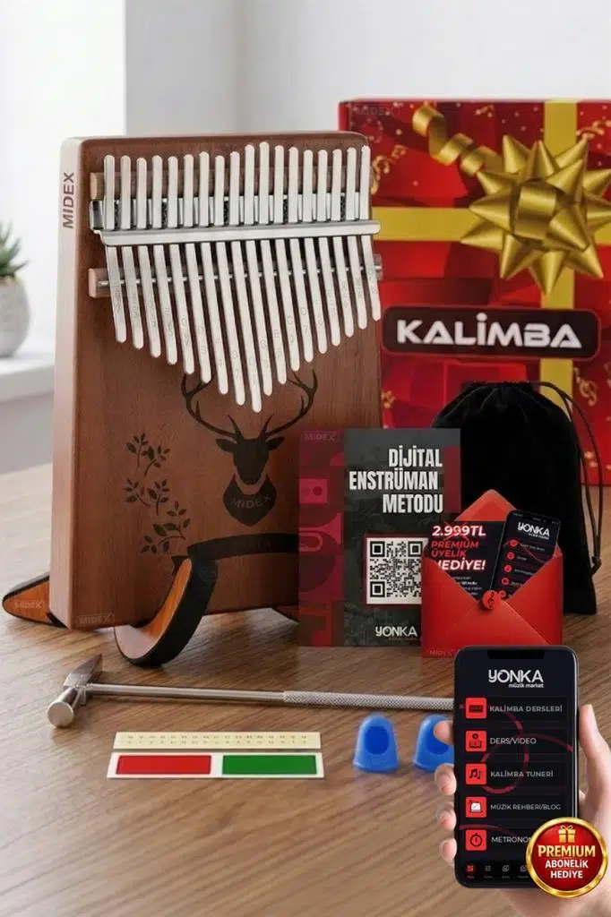 Midex KLX-456-PAK Hakiki Ağaç Geyik Desenli Kalimba 17 Tuşlu Full Set Midex KLX-456-PAK Hakiki Ağaç Geyik Desenli Kalimba 17 Tuşlu Full Set