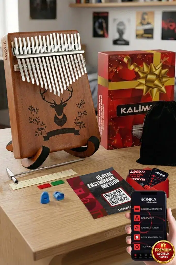 Midex KLX-456-PAK Hakiki Ağaç Geyik Desenli Kalimba 17 Tuşlu Full Set Midex KLX-456-PAK Hakiki Ağaç Geyik Desenli Kalimba 17 Tuşlu Full Set