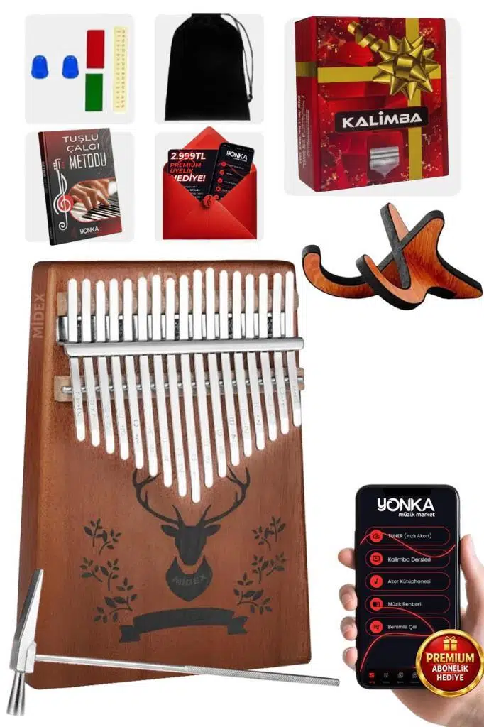 Midex KLX-456-PAK Hakiki Ağaç Geyik Desenli Kalimba 17 Tuşlu Full Set Midex KLX-456-PAK Hakiki Ağaç Geyik Desenli Kalimba 17 Tuşlu Full Set