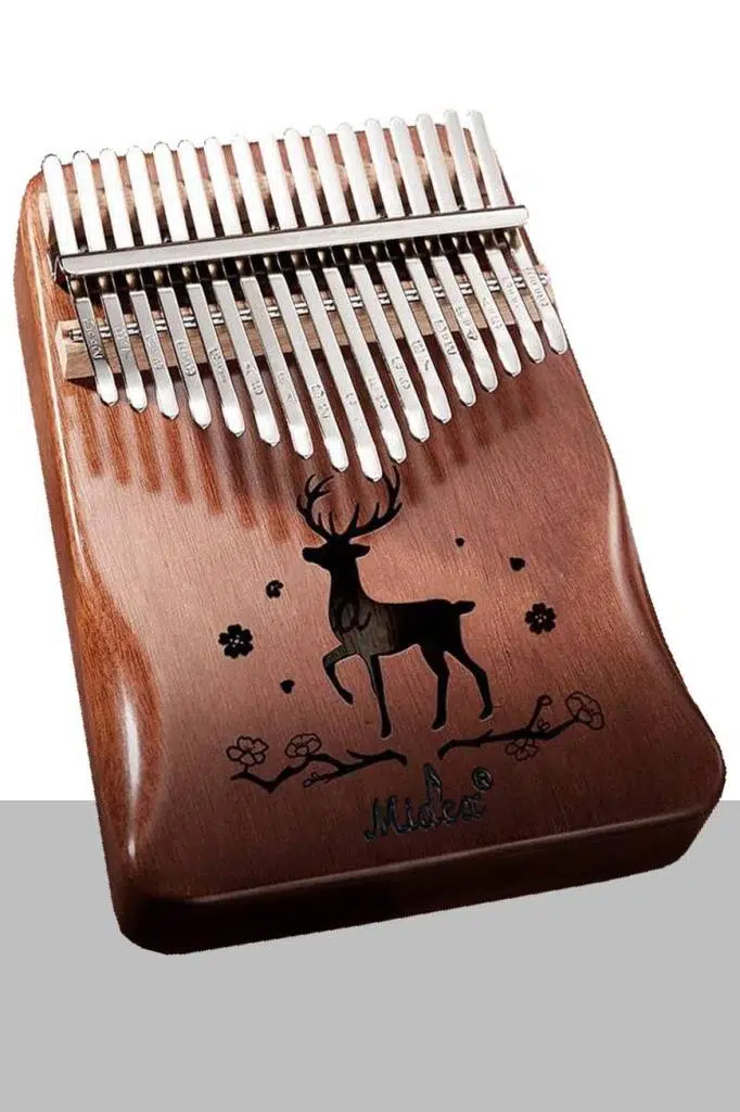 Midex KLX-520 Hakiki Ağaç Kalimba Geyik Desenli Ahşap Full Set 17 Çelik Tuşlu