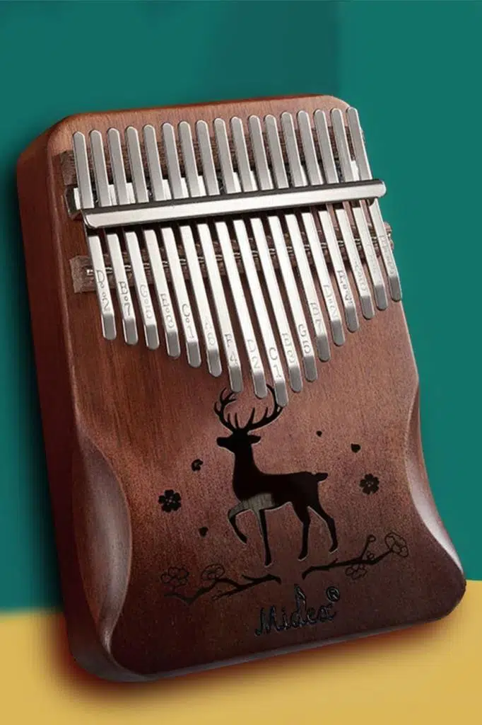 Midex KLX-520 Hakiki Ağaç Kalimba Geyik Desenli Ahşap Full Set 17 Çelik Tuşlu