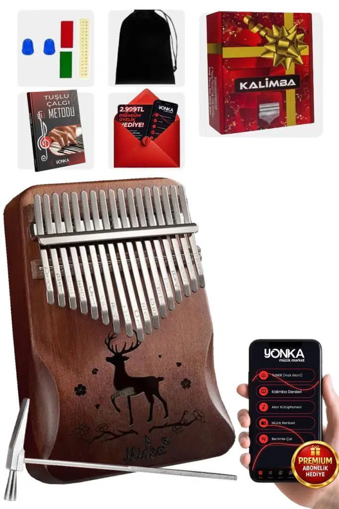 Midex KLX-520 Hakiki Ağaç Kalimba Geyik Desenli Ahşap Full Set 17 Çelik Tuşlu Midex KLX-520 Hakiki Ağaç Kalimba Geyik Desenli Ahşap Full Set 17 Çelik Tuşlu