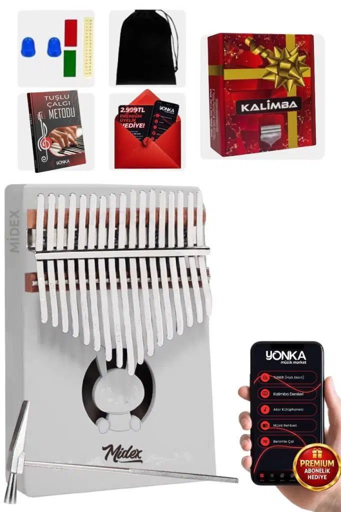 Midex KLX-550 Beyaz Renk Gerçek Ağaç Kalimba 17 Tuşlu Full Set Midex KLX-550 Beyaz Renk Gerçek Ağaç Kalimba 17 Tuşlu Full Set