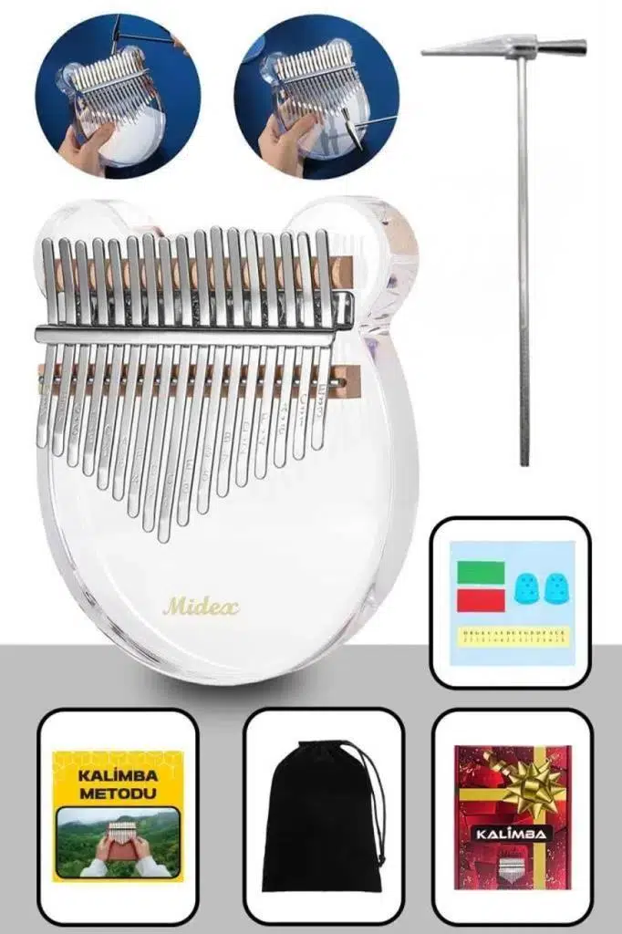 Midex KLX-6000 Şeffaf Cam Kalimba Paslanmaz Çelik 17 Tuşlu Çekiç Çanta Metod Full Set Midex KLX-6000 Şeffaf Cam Kalimba Paslanmaz Çelik 17 Tuşlu Çekiç Çanta Metod Full Set