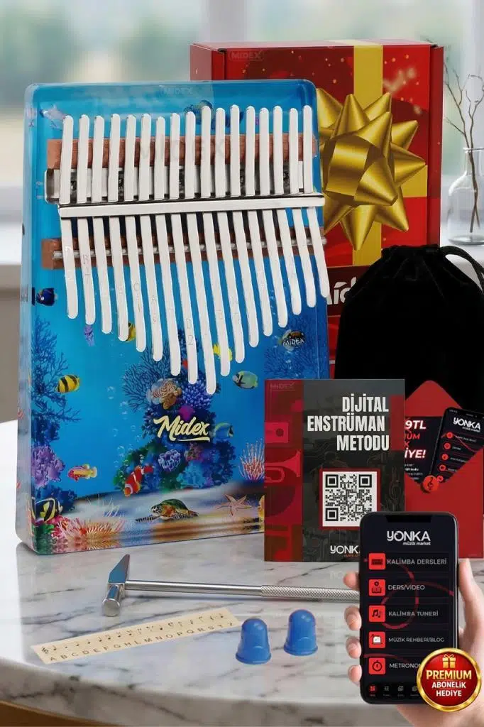 Midex KLX-640 Okyanus Cam Kalimba 17 Tuşlu Full Set