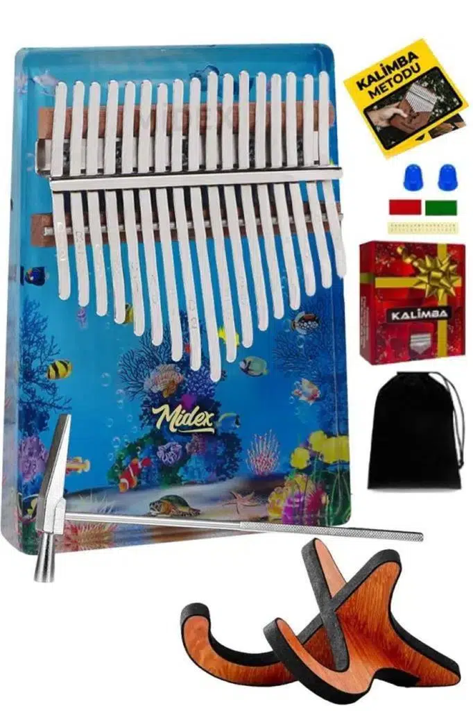 Midex KLX-640-PAK Okyanus Cam Kalimba 17 Tuşlu Full Set