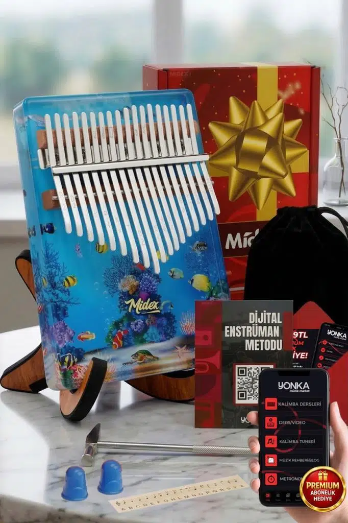 Midex KLX-640-PAK Okyanus Cam Kalimba 17 Tuşlu Full Set