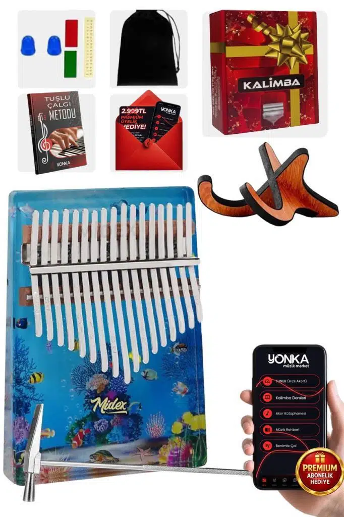 Midex KLX-640-PAK Okyanus Cam Kalimba 17 Tuşlu Full Set Midex KLX-640-PAK Okyanus Cam Kalimba 17 Tuşlu Full Set
