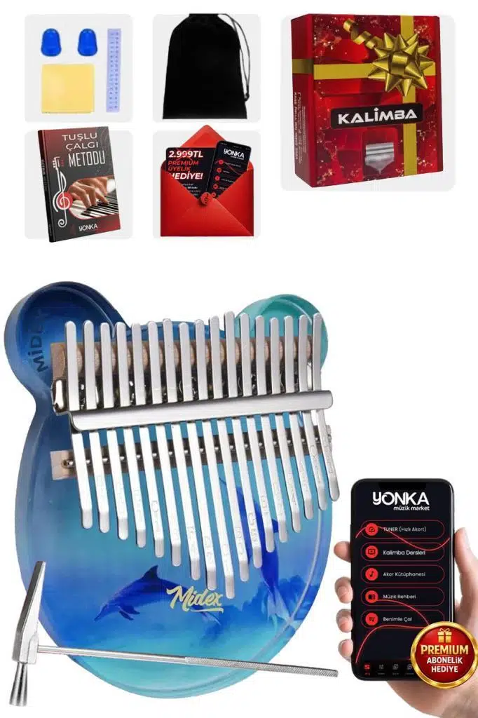 Midex KLX-650 Okyanus Cam Kalimba 17 Tuşlu Full Set