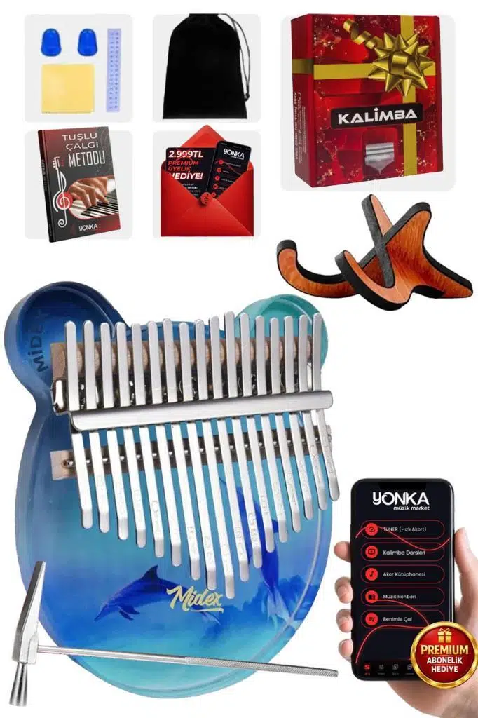 Midex KLX-650-PAK Okyanus Cam Kalimba 17 Tuşlu Full Set Midex KLX-650-PAK Okyanus Cam Kalimba 17 Tuşlu Full Set
