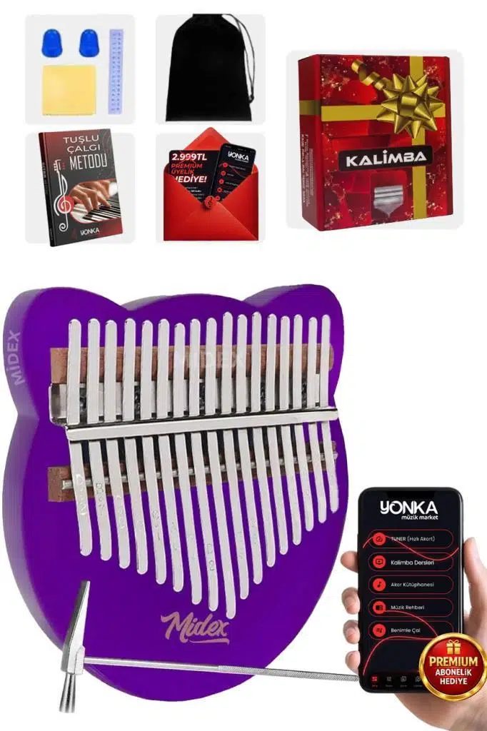 Midex KLX-660 Mor Renk Cam Kalimba 17 Tuşlu Full Set Midex KLX-660 Mor Renk Cam Kalimba 17 Tuşlu Full Set