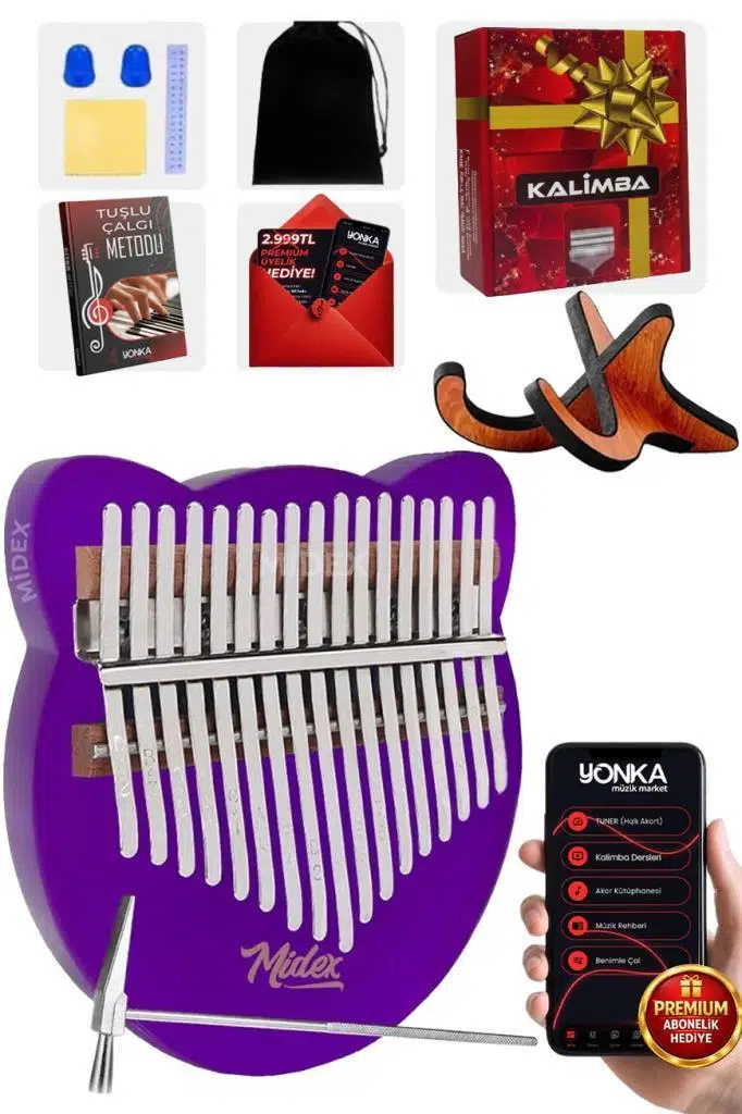Midex KLX-660-PAK Mor Renk Cam Kalimba 17 Tuşlu Full Set Midex KLX-660-PAK Mor Renk Cam Kalimba 17 Tuşlu Full Set