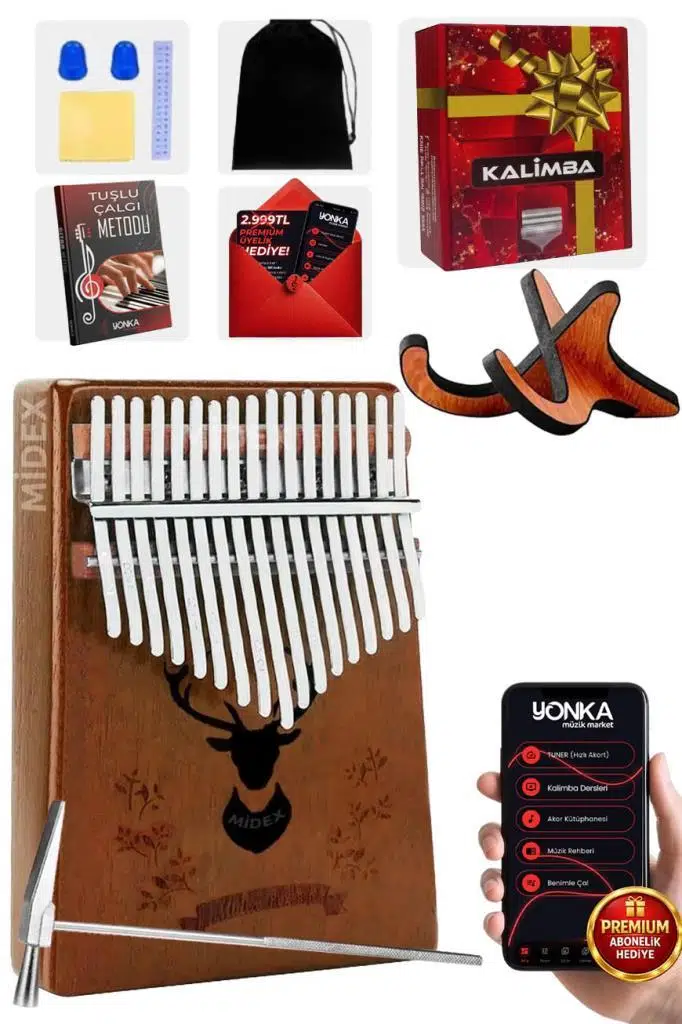 Midex KLX-880-PAK Hakiki Ağaç Kalimba 17 Tuşlu Full Set