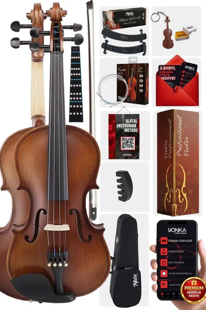 Midex LMA-644-TYS Profesyonel Ahşap Mat Keman 4/4 Tam Boy (Yastık Yedek Tel Çanta Yay Reçine Metod) Midex LMA-644-TYS Profesyonel Ahşap Mat Keman 4/4 Tam Boy (Yastık Yedek Tel Çanta Yay Reçine Metod)