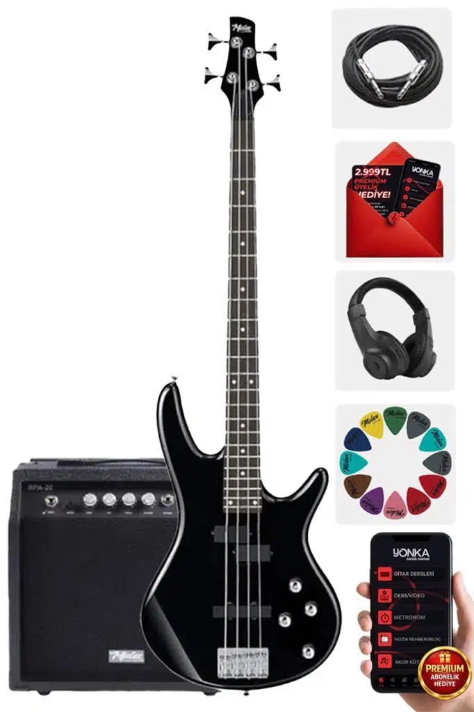 Midex MBG-400BK-20AMP 4 Telli Bas Gitar ve 20W Amfi Gigbag Kulaklık Full Set Midex MBG-400BK-20AMP 4 Telli Bas Gitar ve 20W Amfi Gigbag Kulaklık Full Set