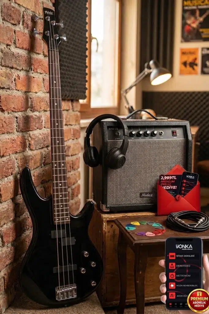 Midex MBG-400BK-25AMP 4 Telli Bas Gitar ve 25W Amfi Kulaklık Set Midex MBG-400BK-25AMP 4 Telli Bas Gitar ve 25W Amfi Kulaklık Set