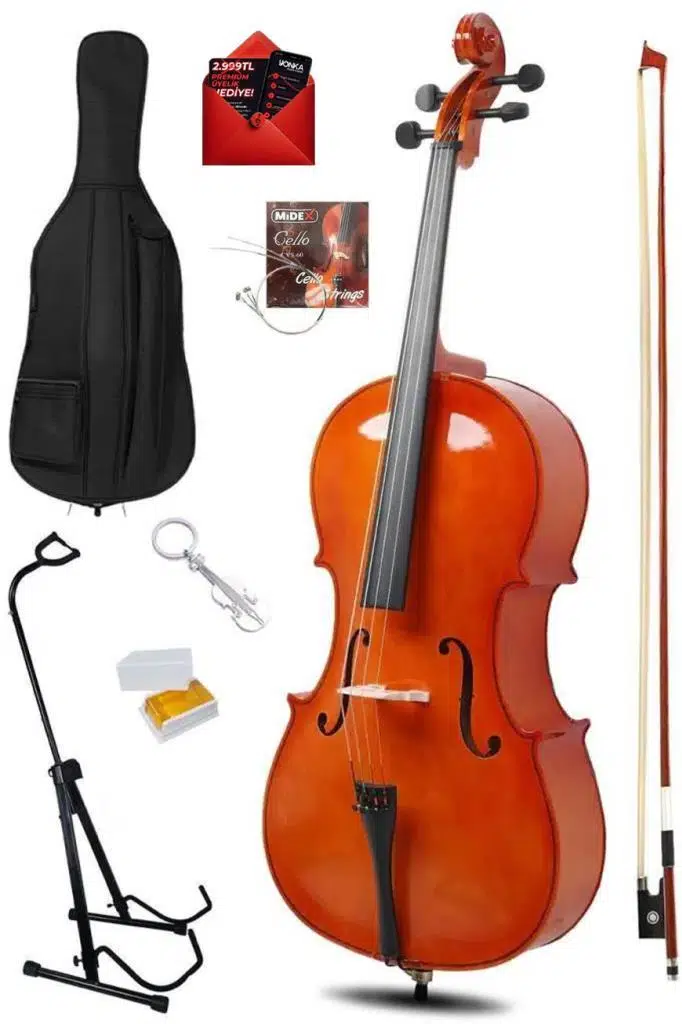 Midex MCL-250-PAK Yüksek Kaliteli Masif Ağaç Çello Viyolonsel Full Set