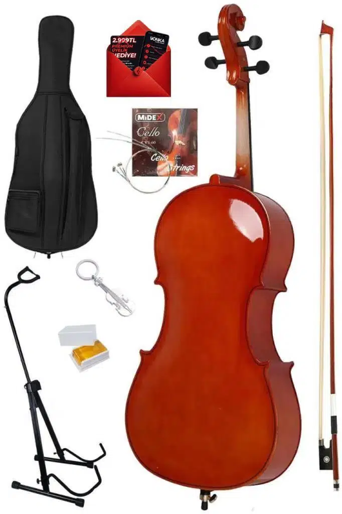 Midex MCL-250-PAK Yüksek Kaliteli Masif Ağaç Çello Viyolonsel Full Set