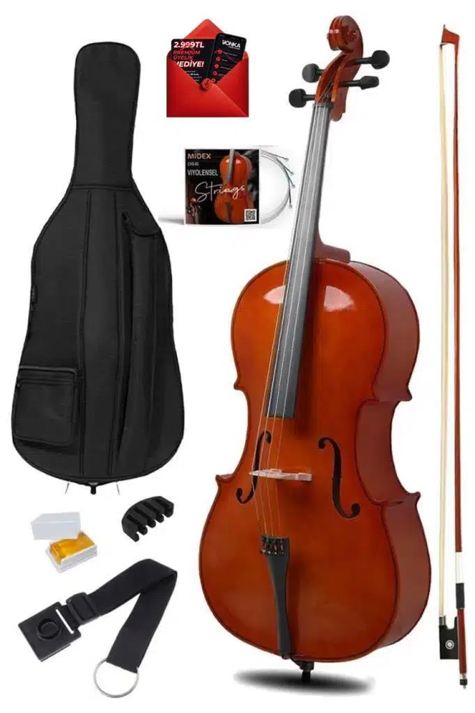 Midex MCL-350-PAK Yüksek Kaliteli Masif Ağaç Çello Viyolonsel Full Set