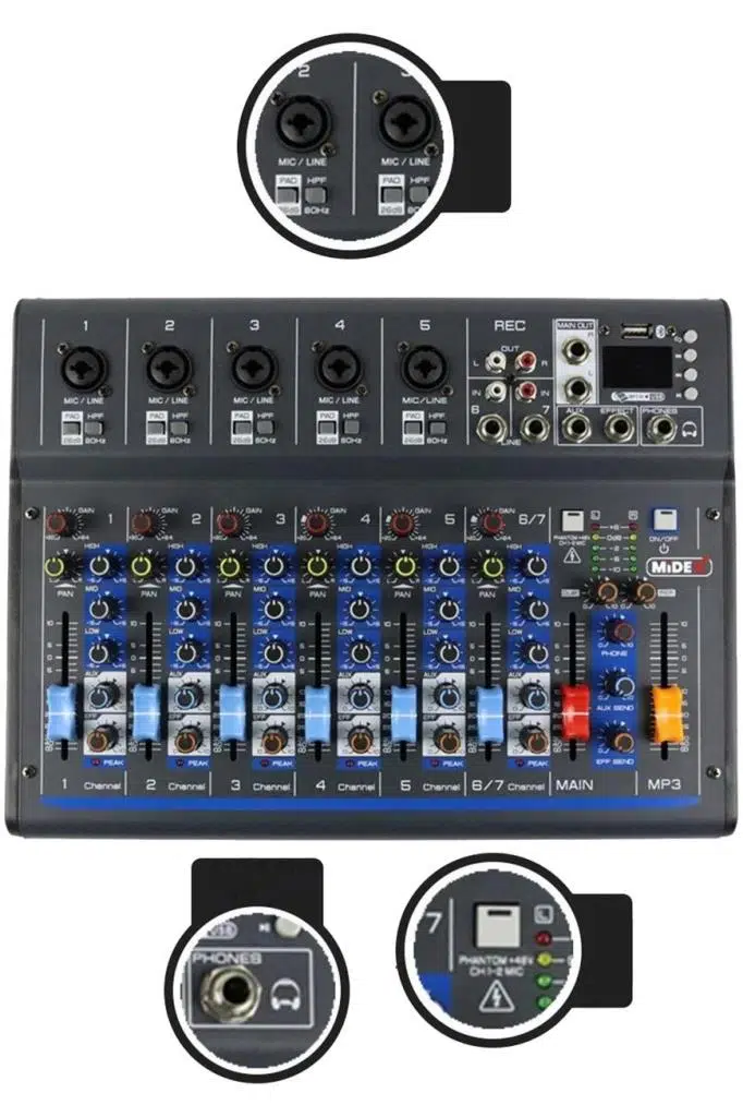 Midex MDX-07FXU 7 Kanal Ses Mikseri Deck Mikser (Kayıt USB Efekt) Midex MDX-07FXU 7 Kanal Ses Mikseri Deck Mikser (Kayıt USB Efekt)