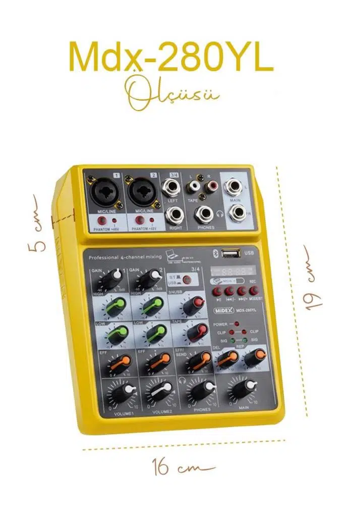 Midex MDX-280YL Ses Kartlı Ses Mikseri Stüdyo Kayıt Mixer Midex MDX-280YL Ses Kartlı Ses Mikseri Stüdyo Kayıt Mixer