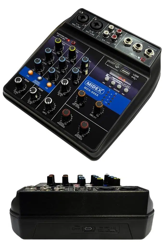Midex MDX-999X Stüdyo Kayıt İçin Ses Kartlı +48V Phantomlu Kayıt Mikseri ( XLR Kablo + Rca Hediye) Midex MDX-999X Stüdyo Kayıt İçin Ses Kartlı +48V Phantomlu Kayıt Mikseri ( XLR Kablo + Rca Hediye)
