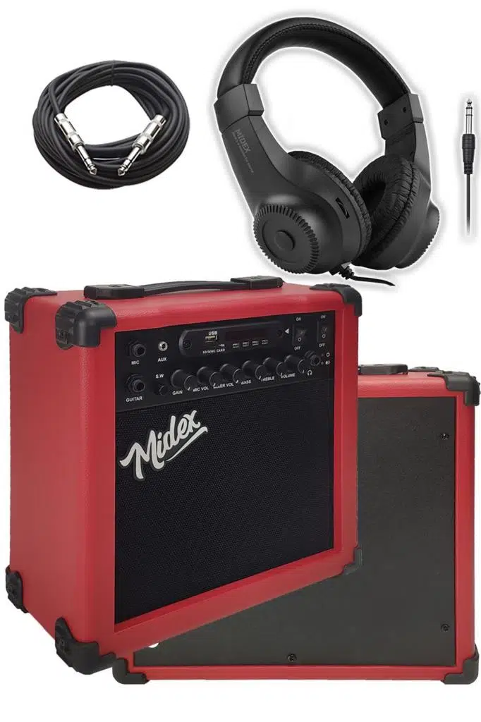 Midex MGA-25RD-HD ŞARJLI Elektro Gitar Amfisi 25 Watt USB Bluetooth Distortion Kulaklık ve Kablo Midex MGA-25RD-HD ŞARJLI Elektro Gitar Amfisi 25 Watt USB Bluetooth Distortion Kulaklık ve Kablo