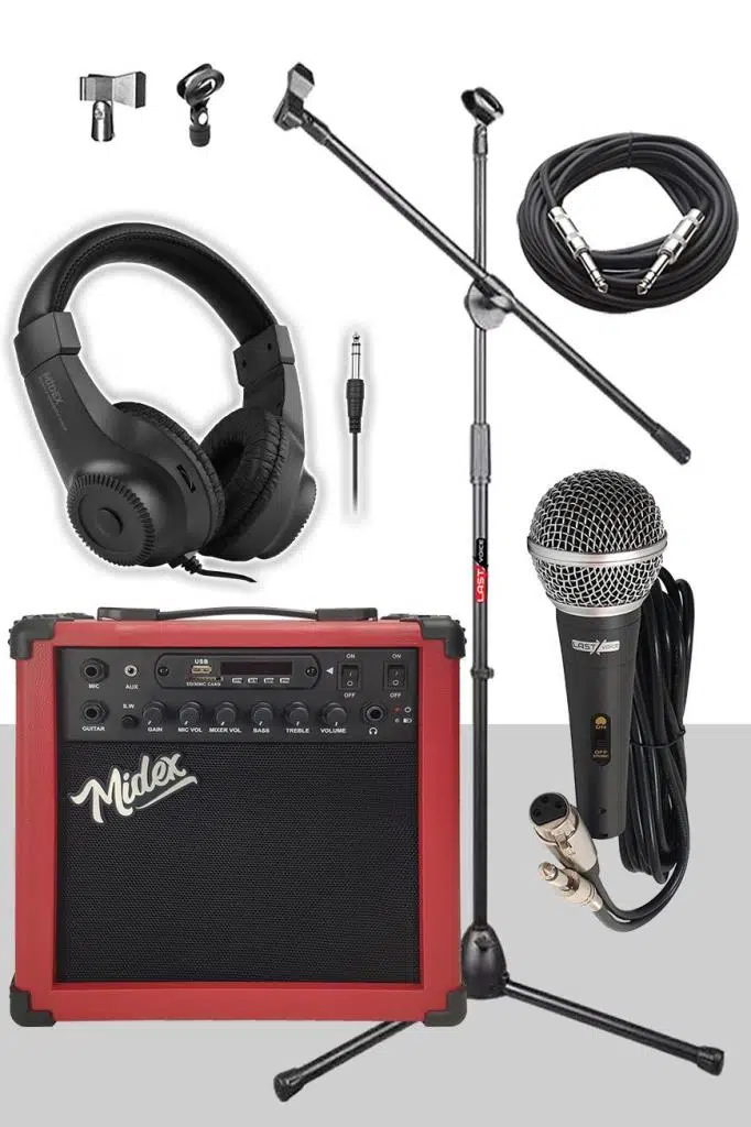 Midex MGA-25RD-PAK Elektro Gitar Amfisi 25 Watt USB Bluetooth ve Şarjlı (Amfi Mikrofon Stand Kulaklık Jack Kablo) Midex MGA-25RD-PAK Elektro Gitar Amfisi 25 Watt USB Bluetooth ve Şarjlı (Amfi Mikrofon Stand Kulaklık Jack Kablo)