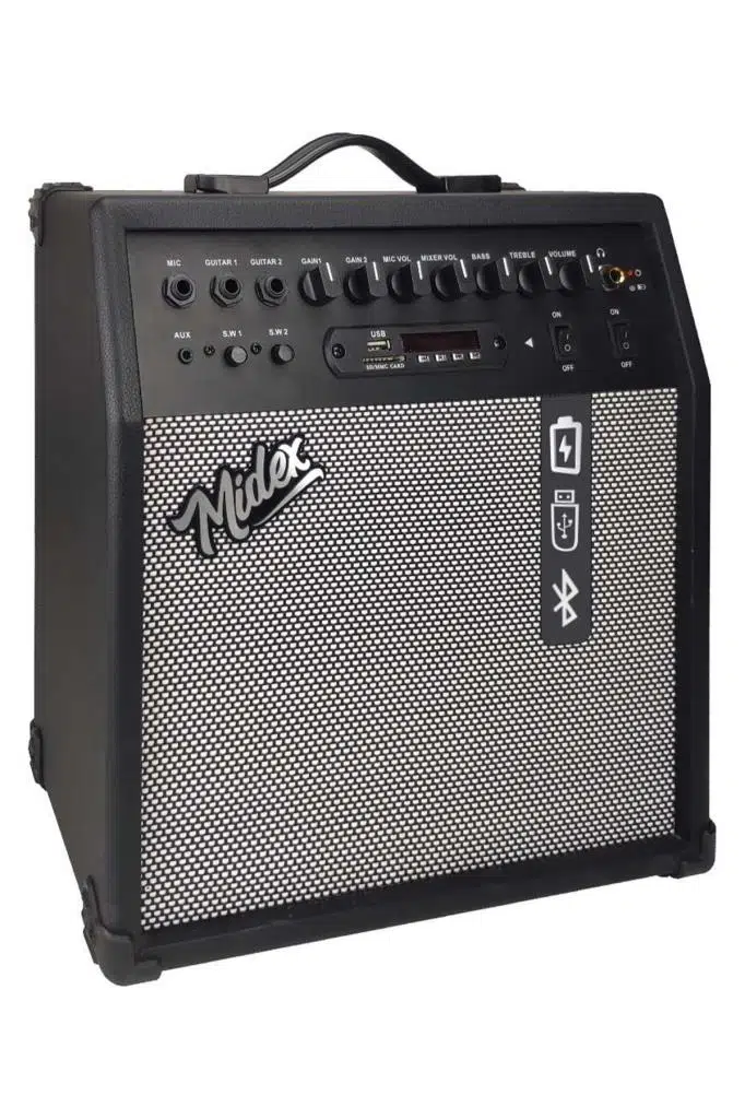 Midex MGA-50BK Elektro Gitar Amfisi 50 Watt USB Bluetooth Şarjlı 4 girişli