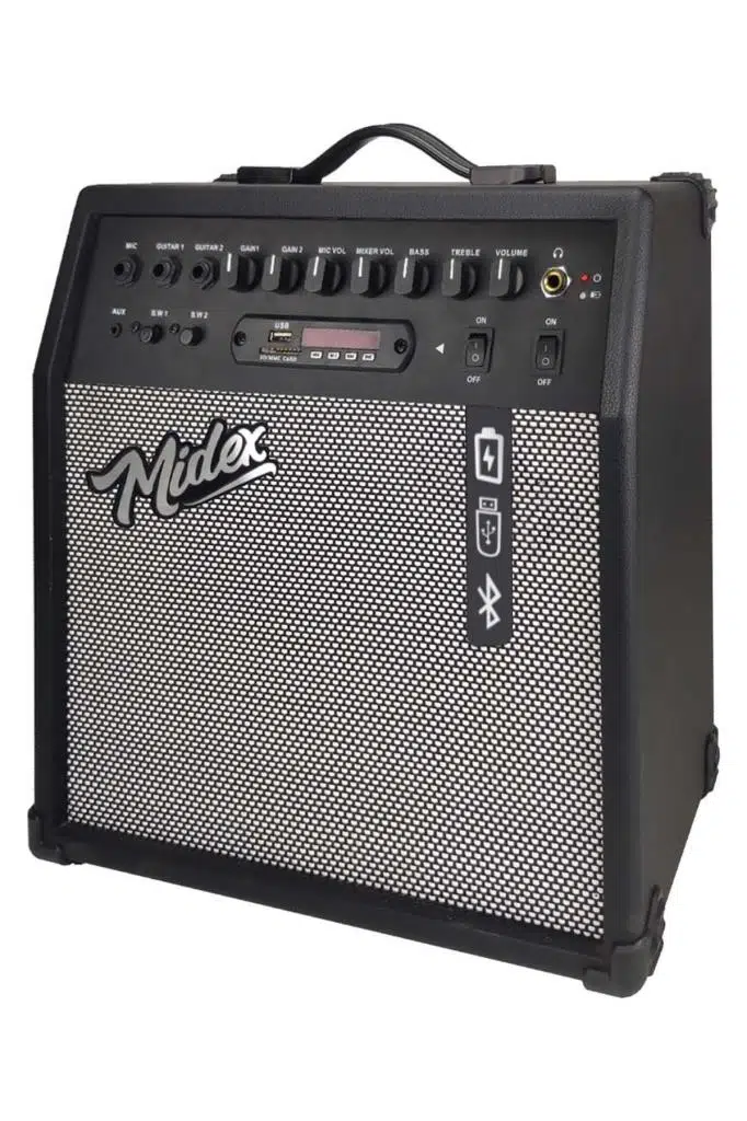 Midex MGA-50BK Elektro Gitar Amfisi 50 Watt USB Bluetooth Şarjlı 4 girişli