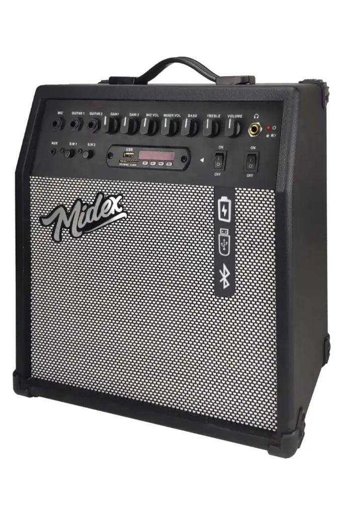 Midex MGA-50BK Elektro Gitar Amfisi 50 Watt USB Bluetooth Şarjlı 4 girişli