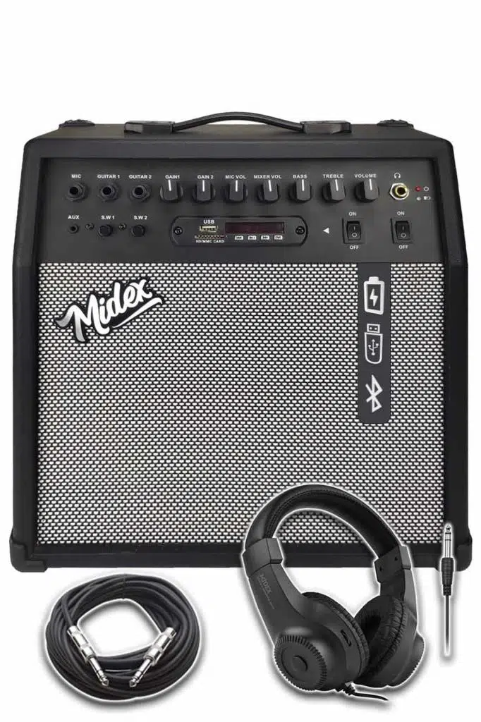 Midex MGA-50BK-HD Elektro Gitar Amfisi 50 Watt USB Bluetooth Şarjlı 4 girişli (Kulaklık ve Kablo Dahil) Midex MGA-50BK-HD Elektro Gitar Amfisi 50 Watt USB Bluetooth Şarjlı 4 girişli (Kulaklık ve Kablo Dahil)