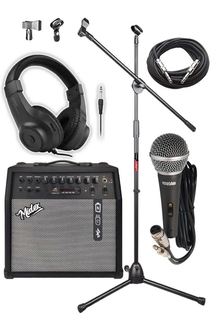 Midex MGA-50BK-PAK Elektro Gitar Amfisi 50 Watt USB Bluetooth Şarjlı 4 girişli (Mikrofon Kulaklık Stand Kablo) Midex MGA-50BK-PAK Elektro Gitar Amfisi 50 Watt USB Bluetooth Şarjlı 4 girişli (Mikrofon Kulaklık Stand Kablo)