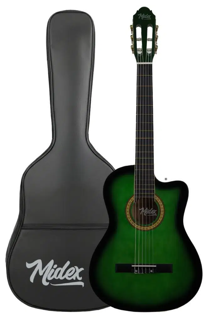 Midex MGX-100GR Üst Seviye Klasik Gitar 4/4 Sap Ayarlı (Çanta Askı Capo Metod Pena) Midex MGX-100GR Üst Seviye Klasik Gitar 4/4 Sap Ayarlı (Çanta Askı Capo Metod Pena)