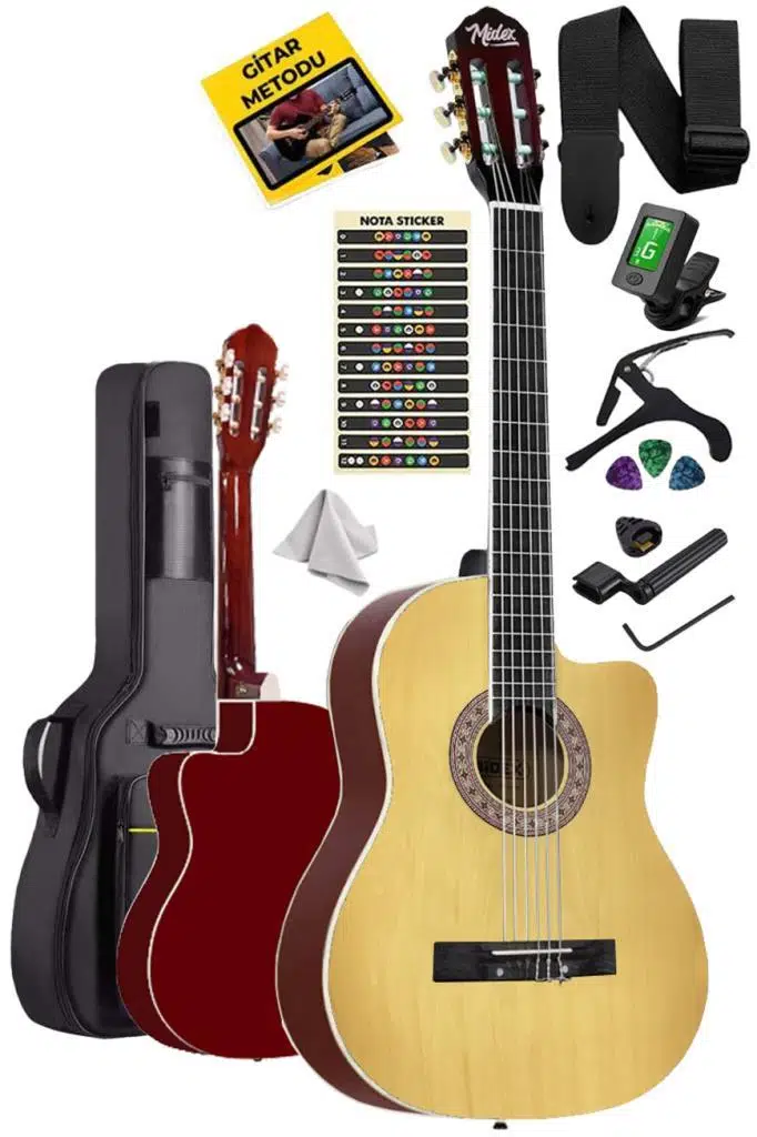 Midex MGX-100NT-BAG Üst Seviye Klasik Gitar 4/4 Sap Ayarlı (Tuner Çanta Askı Capo Metod Pena) Midex MGX-100NT-BAG Üst Seviye Klasik Gitar 4/4 Sap Ayarlı (Tuner Çanta Askı Capo Metod Pena)