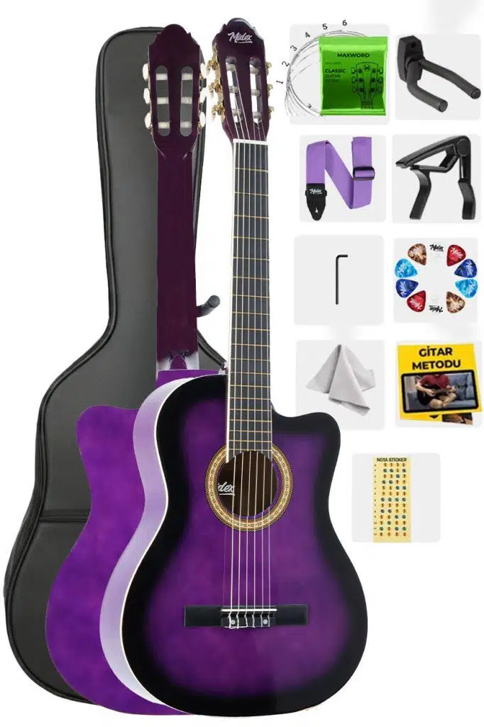 Midex MGX-100PRP Üst Seviye Klasik Gitar 4/4 Sap Ayarlı (Çanta Askı Capo Metod Pena) Midex MGX-100PRP Üst Seviye Klasik Gitar 4/4 Sap Ayarlı (Çanta Askı Capo Metod Pena)