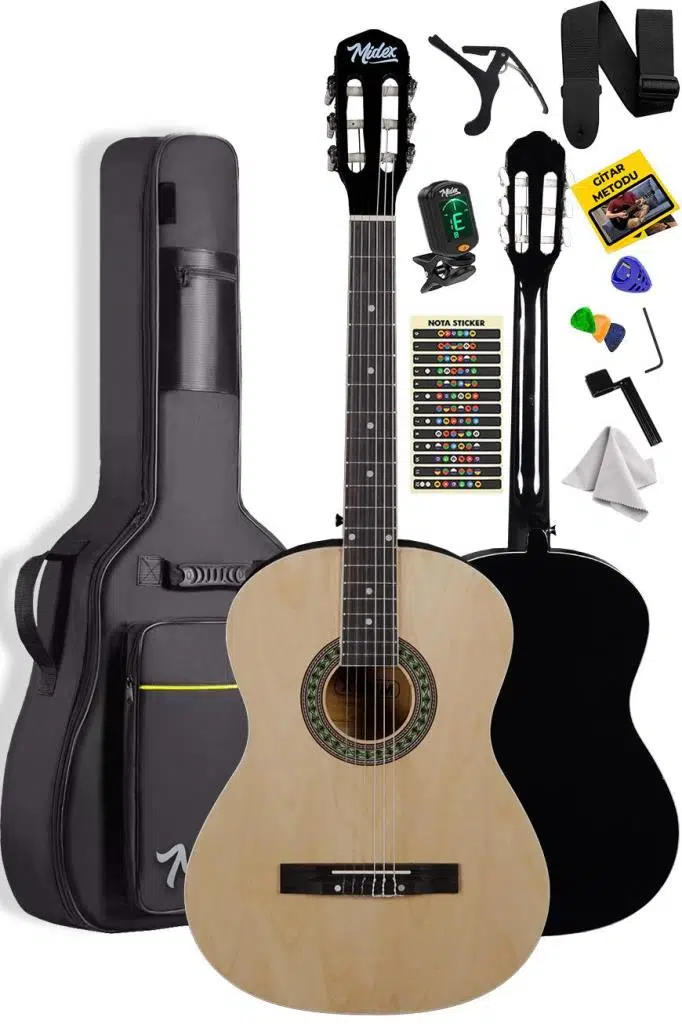 Midex MGX-151 Üst Kalite SOLAK Klasik Gitar Sap Ayarlı Doğal Ahşap Gül Klavye 4/4 Yetişkin