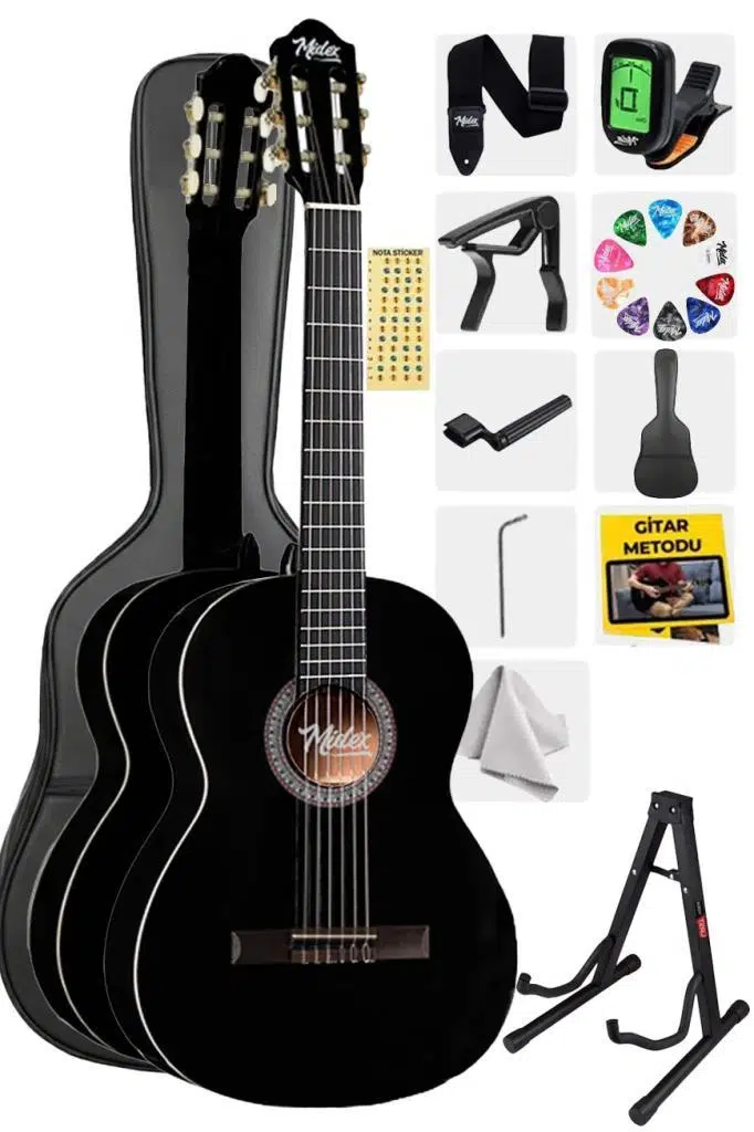 Midex MGX-200BK Kaliteli Klasik Gitar 4/4 Yetişkin Boy Full Set