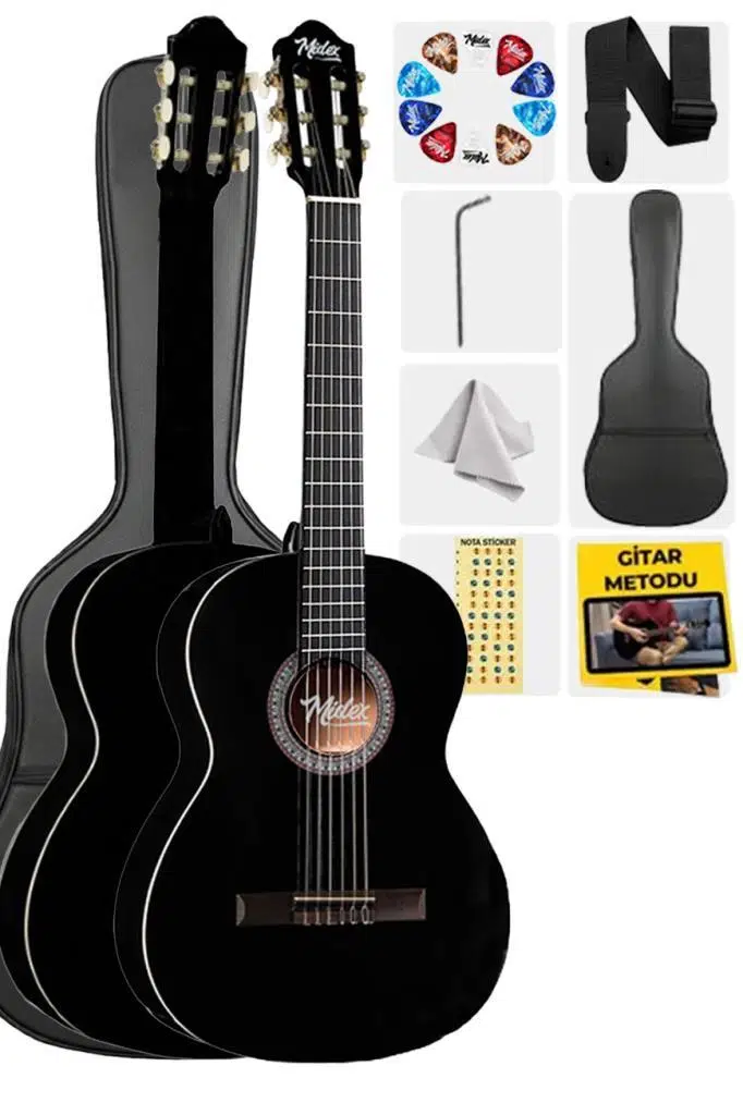 Midex MGX-200BK Kaliteli Klasik Gitar 4/4 Yetişkin Boy Full Set