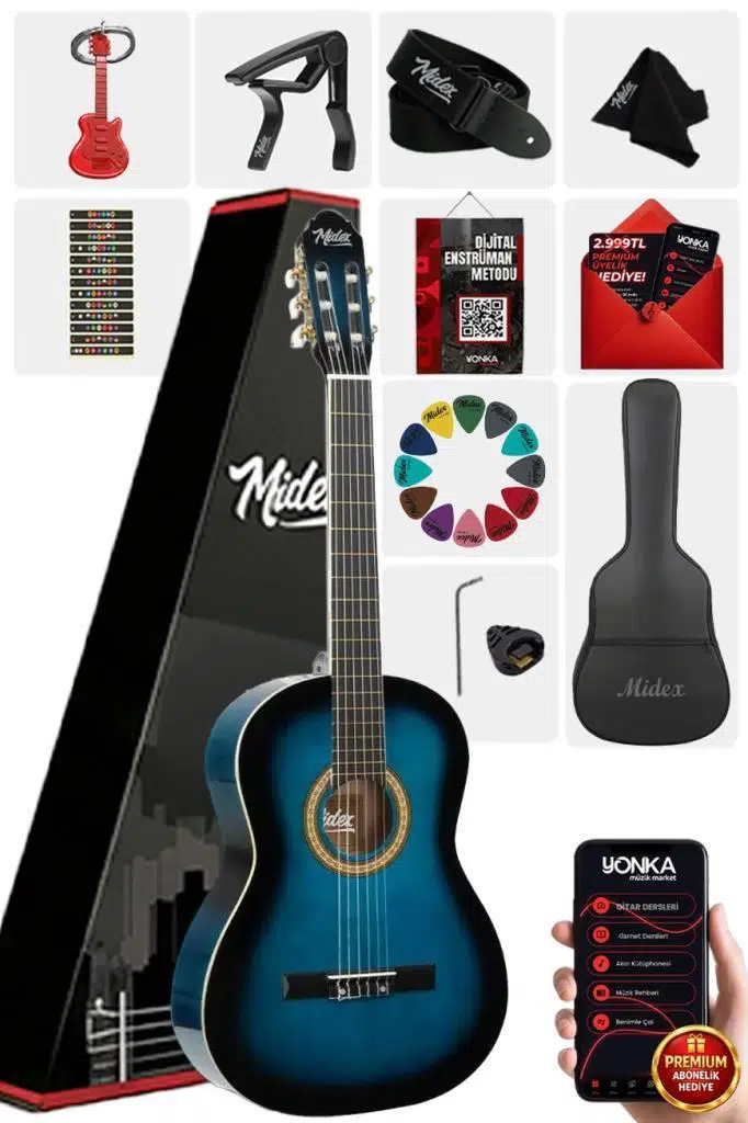 Midex MGX-200BL Kaliteli Klasik Gitar 4/4 Yetişkin Boy Full Set Midex MGX-200BL Kaliteli Klasik Gitar 4/4 Yetişkin Boy Full Set