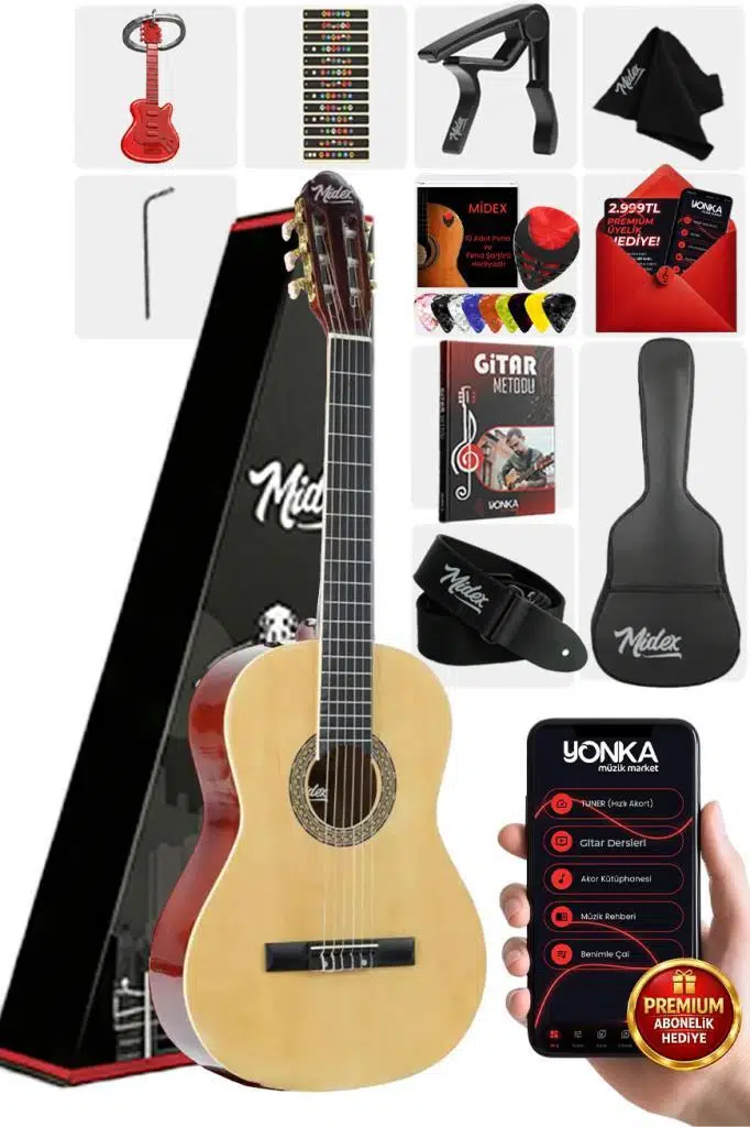 Midex MGX-200NT Kaliteli Klasik Gitar 4/4 Yetişkin Boy Full Set Midex MGX-200NT Kaliteli Klasik Gitar 4/4 Yetişkin Boy Full Set